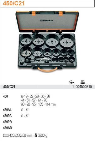BETA ZESTAW OTWORNIC 19-114mm/21szt.
