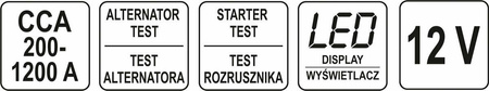 YATO TESTER AKUMULATORÓW ELEKTRONICZNY