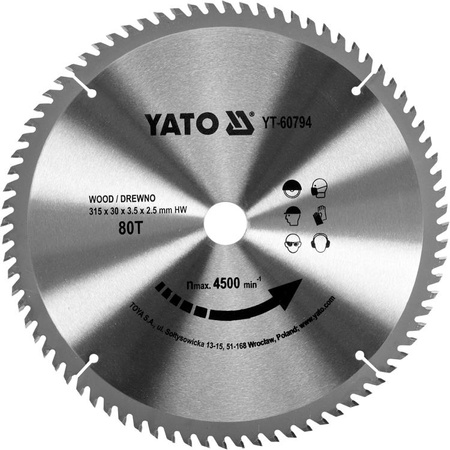 YATO PIŁA TARCZOWA WIDIOWA 315x30mm  80-ZĘBÓW    60794