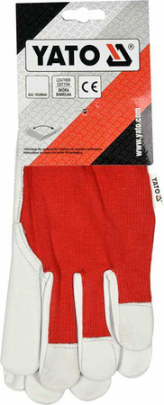 YATO RĘKAWICE ROBOCZE BAWEŁNA/SKÓRA CZERWONE ROZM. 8