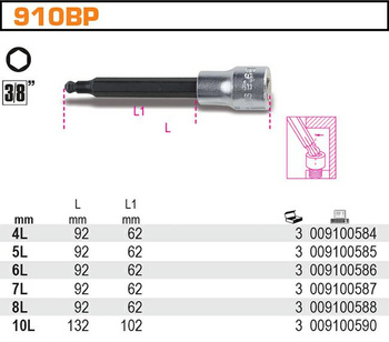 BETA KLUCZ IMBUS DŁUGI 3/8" 10mm