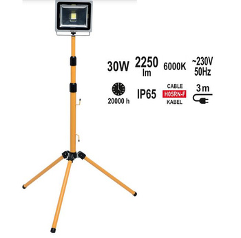 YATO REFLEKTOR LED COB, 30W 2250LM + STATYW