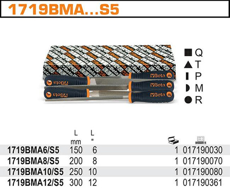 BETA PILNIK PÓŁGŁADKI KOMPLET 5szt. 150mm...