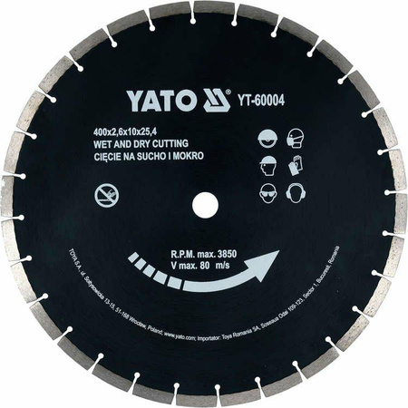 YATO TARCZA DIAMENTOWA DO BETONU 400x25,4mm