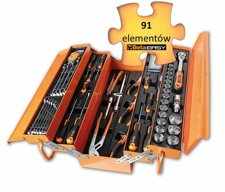 BETA ZESTAW NARZĘDZI 91szt. EASY/SKRZYNKA METALOWA C