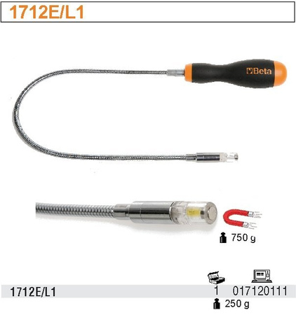 BETA CHWYTAK MAGNETYCZNY GIĘTKI Z PODŚWIETLENIEM 1712E-L1