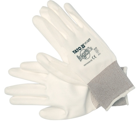 YATO RĘKAWICE NYLON/PU BIAŁE 10   7470