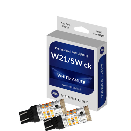 Żarówki LED 9-30V W21/5W 7443 Biało pomarańcz MLDC7443CAN CK