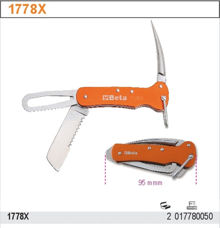 BETA NÓŻ SKŁADANY OSTRZE ZE STALI NIERDZEWNEJ RĘKOJEŚĆ ALUMINIOWA BETA 1778X