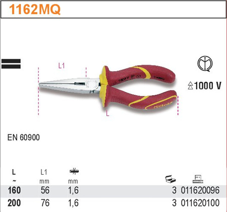 BETASZCZYPCE PŁASKIE, W IZOLACJI DO 1000V 160mm 1162MQ160