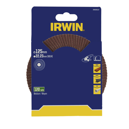 IRWIN ŚCIERNICA LISTKOWA 125mm x 22,23mm P120 /do drewna, metalu i tworzyw sztucznych