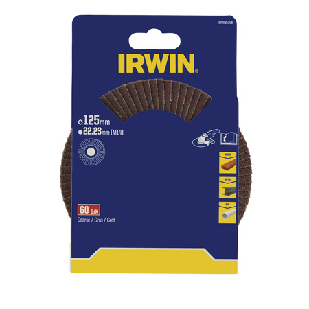 IRWIN ŚCIERNICA LISTKOWA 125mm x 22,23mm P 60 /do drewna, metalu i tworzyw sztucznych