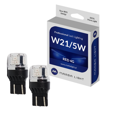 Żarówki W21/5W LED T20 CZERWONA RED ML4G7443R