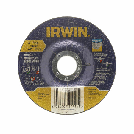 IRWIN TARCZA DO SZLIFOWANIA METALU/STALI NIERDZEWNEJ WYPUKŁA 115mm x 6mm x 22,23mm