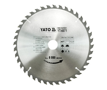 YATO PIŁA TARCZOWA WIDIOWA 250x30mm  40-ZĘBÓW 6071