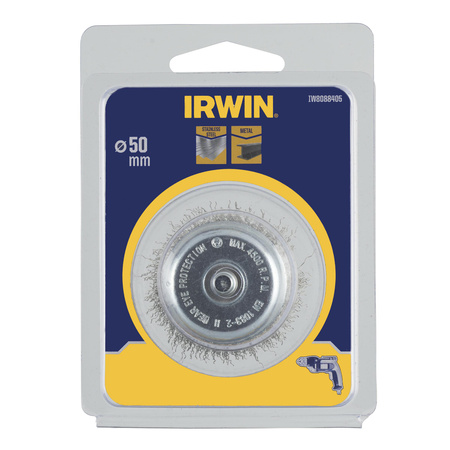 IRWIN SZCZOTKA DOCZOŁOWA Z TRZPIENIEM 50mm druciana ze stali nierdzewnej średnica do metalu i stal