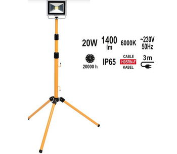 YATO REFLEKTOR LED COB 20W, 1400LM + STATYW