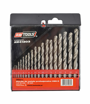 AWTOOLS WIERTŁA DO METALU HSS-G KOMPLET 19elem. /1,0-10,0mm/