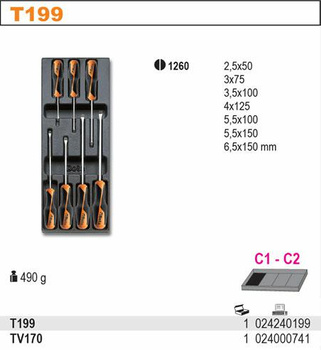 BETA ZESTAW WKRĘTAKÓW 7szt.WE WKŁADCE Z TWORZYWA