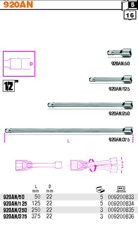 BETA PRZEDŁUŻACZ Z KULISTYM ZABIERAKIEM 1/2" 125mm
