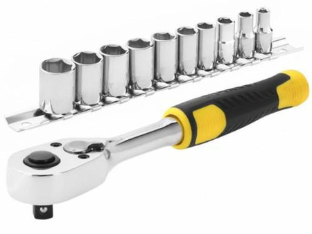 STANLEY ZESTAW KLUCZY 11el. 1/2" + GRZECHOTKA