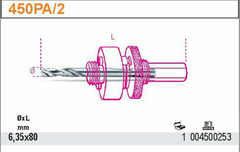 BETA WIERTŁO PROWADZĄCE DO UCHWYTU 450AL/2, MODEL 450PA/2, 6,35X80MM