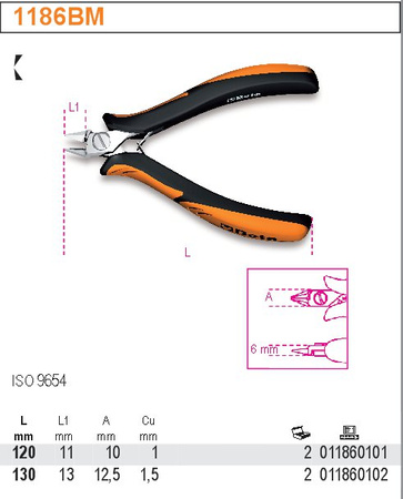 BETA SZCZYPCE TNĄCE BOCZNE DLA ELEKTRONIKÓW, RĘKOJEŚCI Z KOMPOZYTU DWUMATERIAŁOWEGO 120mm
