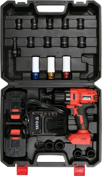 YATO KLUCZ UDAROWY 18V LI-ION 1/2" 2x3,0Ah /ZESTAW 21elementów