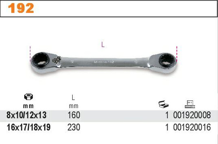 BETA KLUCZ OCZKOWY DWUSTRONNY Z GRZECHOTKĄ 16x17-18x19