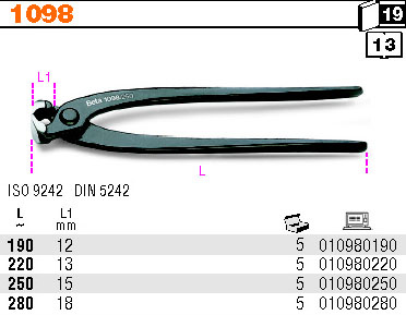 BETA OBCĘGI TYNKARSKIE 190mm 1098/190