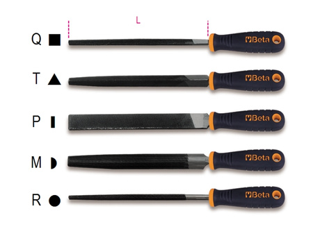 BETA PILNIKI RÓWNIAKI 8” 200 mm, Z RĘKOJEŚCIĄ KOMPLET 5 elem.