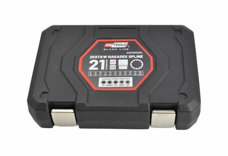 AWTOOLS ZESTAW NASADEK SPLINE 21el. 12-KĄT. BLACK LINE