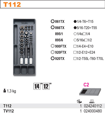 BETA ZESTAW NARZĘDZI 32szt.WE WKŁADZIE 2424/T112