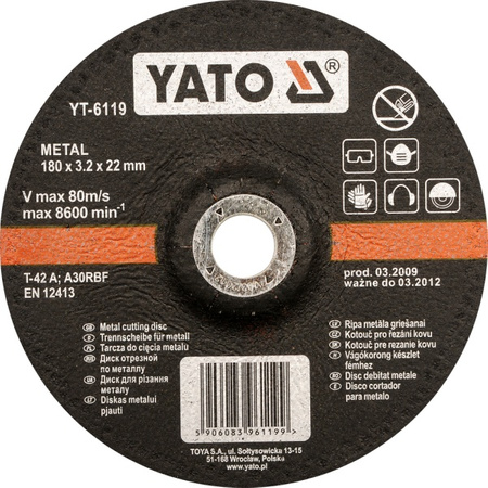 YATO D TARCZA DO METALU WYPUKŁA 230x3,2mm   6120