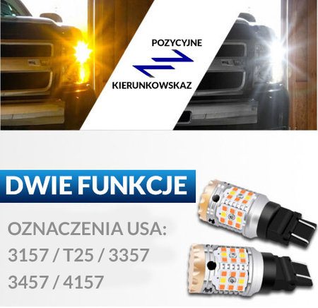 Żarówki LED 9-30V P27/7W 3157 Biało pomarańcz MLDC3157CAN CK