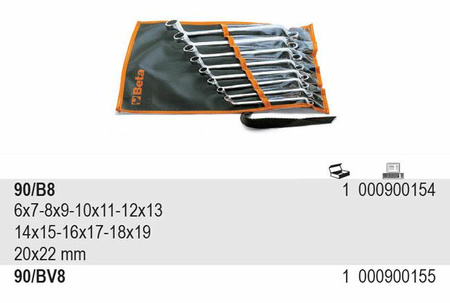 BETA KLUCZ OCZKOWY ODGIĘTY KOMPLET 8szt./6-22mm...