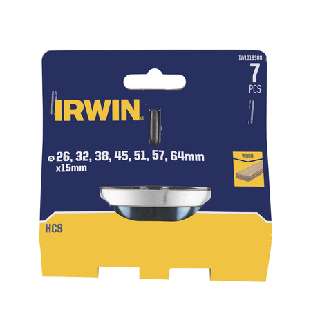 IRWIN OTWORNICE DO DREWNA HCS 26, 32, 38, 45, 51, 57 i 64mm x 15mm do drewna z trzpieniem mocującym
