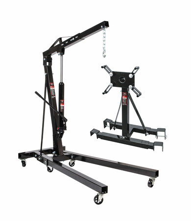 AWTOOLS ŻURAW WARSZTATOWY 2-TONOWY + WÓZEK MONTAŻOWY 900 kg