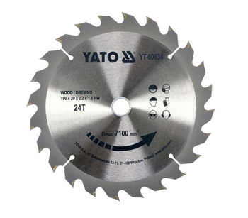 YATO PIŁA TARCZOWA 190 x 20mm 24-ZĘBY WIDIOWE   60634