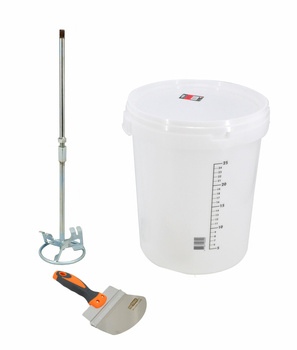 AWTOOLS ZESTAW DO MIESZANIA GŁADZI SZPACHLOWEJ 3 ELEM. WIADRO+MIESZADŁO+SZPACHELKA PROFILOWANA