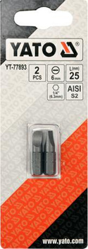 YATO KOŃCÓWKA 1/4"x25mm PŁASKA 6mm /2szt.