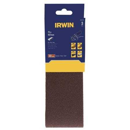 IRWIN PASY BEZKOŃCOWE DO ELEKTRONARZĘDZI 75mm x 457mm, P 60 /do metalu, drewna, farby i tworzyw szt