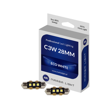 Żarówki C3W 28MM LED 3 LED 12V MLEC Biała 6000k