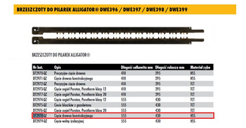 DEWALT BRZESZCZOT DO ALIGATORA, DO DREWNA HSS 430mm KOMPLET, DO DWE396, DWE397, DWE 398 ,DWE399
