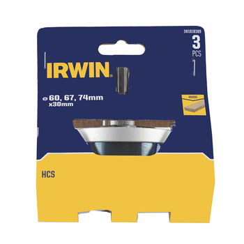 IRWIN OTWORNICE DO DREWNA HCS 60, 67 i 74mm x 30mm do drewna z trzpieniem mocującym i wiertłem centr