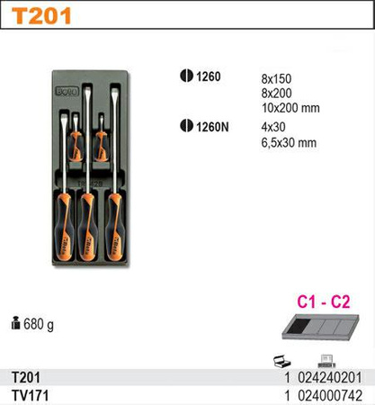 BETA ZESTAW WKRĘTAKÓW 5szt.WE WKŁADCE Z TWORZYWA