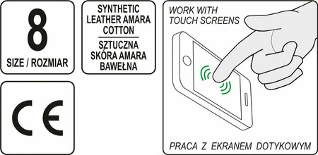 YATO RĘKAWICE ROBOCZE Z SYNTETYCZNEJ SKÓRY AMARA ZE WZMOCNIENIAMI ,OBSŁUGA SMARTFONA ROZM.10