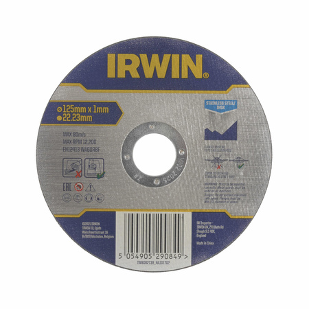 IRWIN TARCZA DO CIĘCIA STALI NIERDZEWNEJ PŁASKA 125mm x 1,0mm x 22,23mm