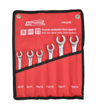 AWTOOLS ZESTAW KLUCZY PŁASKICH PÓŁOTWARTYCH KPL.6szt.