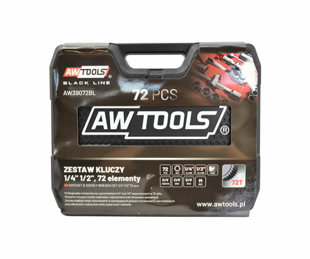 AWTOOLS ZESTAW KLUCZY 72el 1/2" / 1/4" BLACK LINE